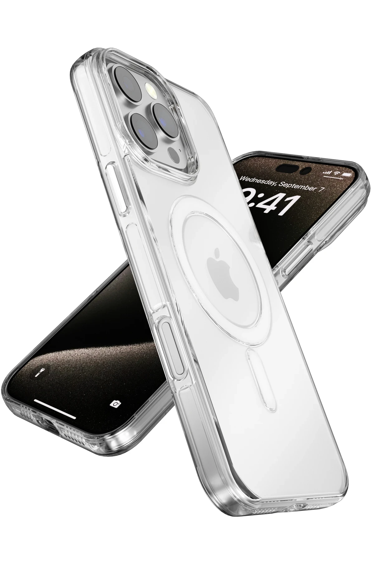 Joko iPhone 15 Pro Max Gleam PC Sert Magsafe Kılıf - Şeffaf-Siyah