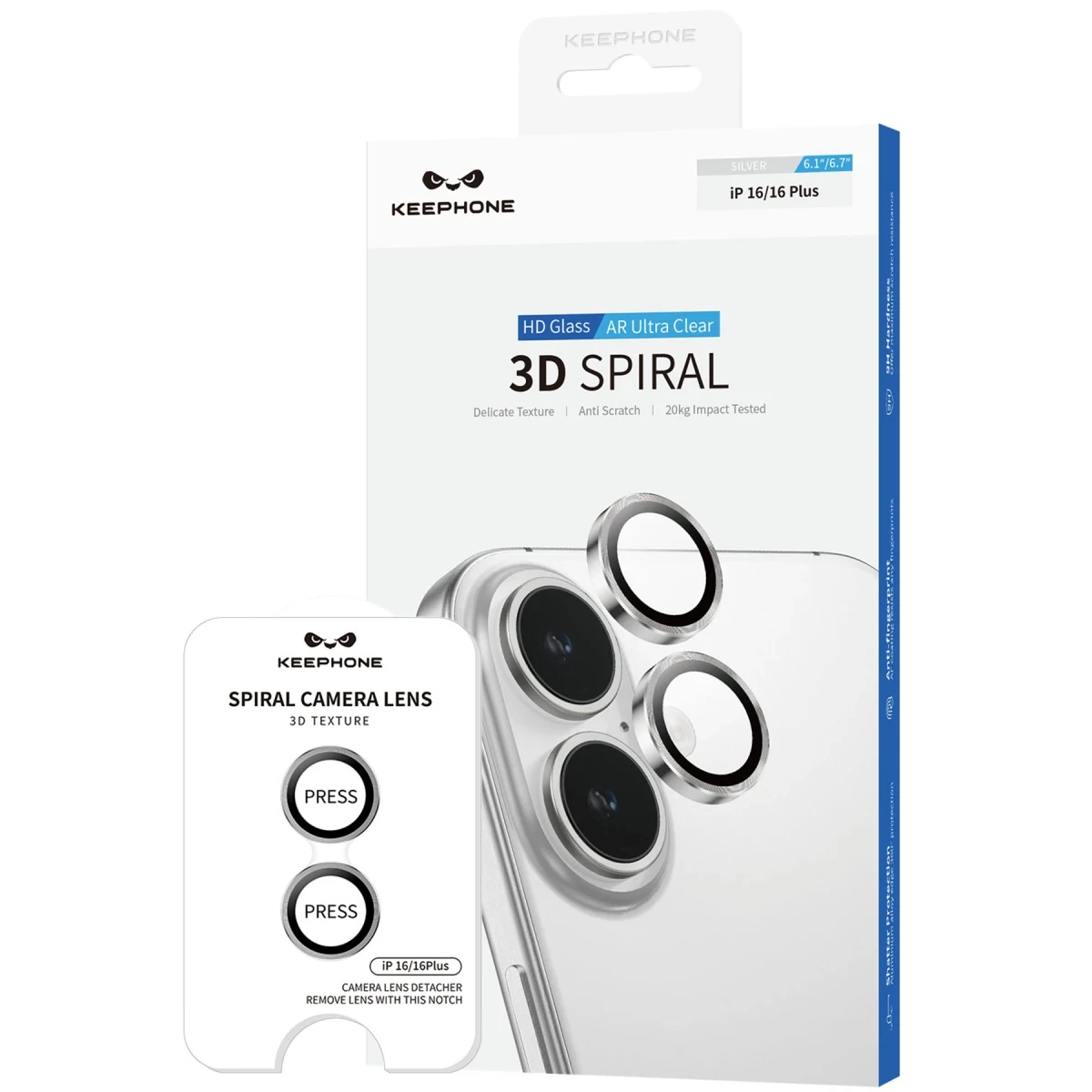 Keephone Apple iPhone 16 3D Spiral Alüminyum AR Kamera Lens Koruyucu - Siyah