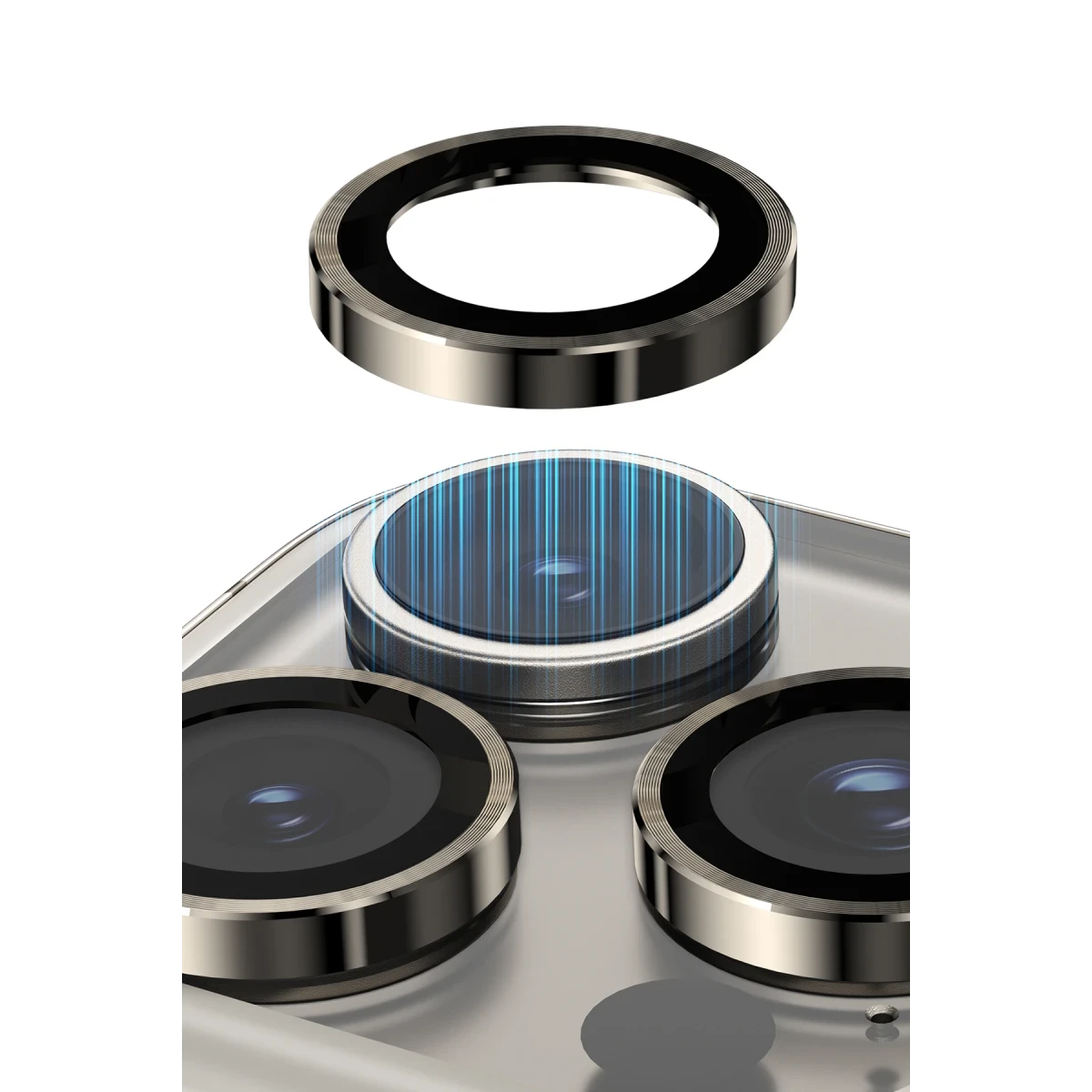 Keephone Apple iPhone 14 Pro Max 3D Spiral Alüminyum AR Kamera Lens Koruyucu - Mor