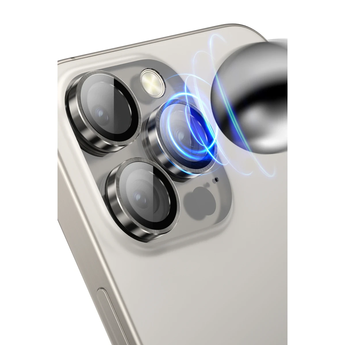 Keephone Apple iPhone 14 Pro Max 3D Spiral Alüminyum AR Kamera Lens Koruyucu - Mor