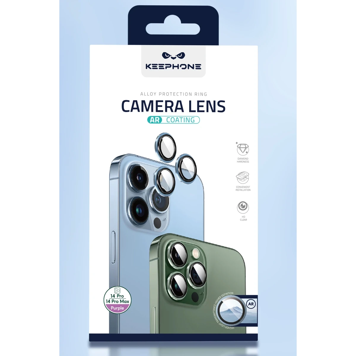 Keephone Apple iPhone 14 Capital Alüminyum AR Kamera Lens Koruyucu - Siyah