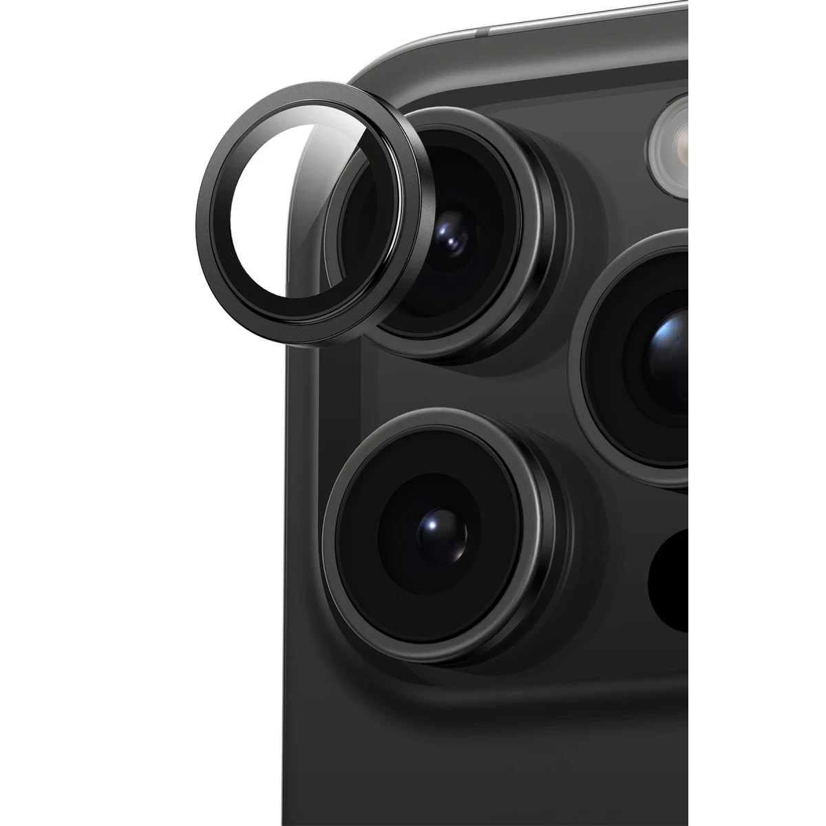 Keephone iPhone 15 Pro Max Capital Alüminyum AR Kamera Lens Koruyucu - Siyah