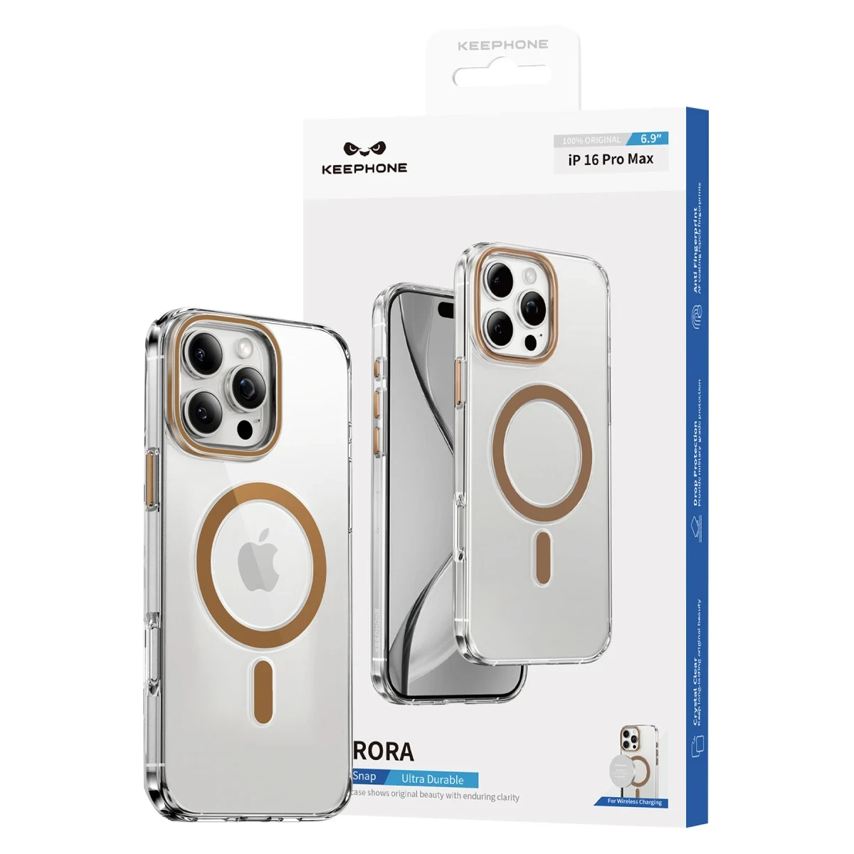 Keephone Apple iPhone 15 Aurora Şeffaf Magsafe Kılıf - Titanyum Gri