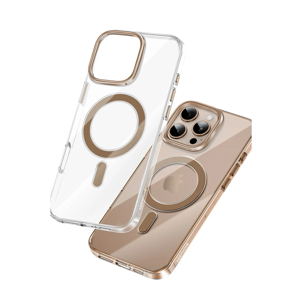 Keephone Apple iPhone 16 Pro Aurora Şeffaf Magsafe Kılıf - Çöl Titanyum