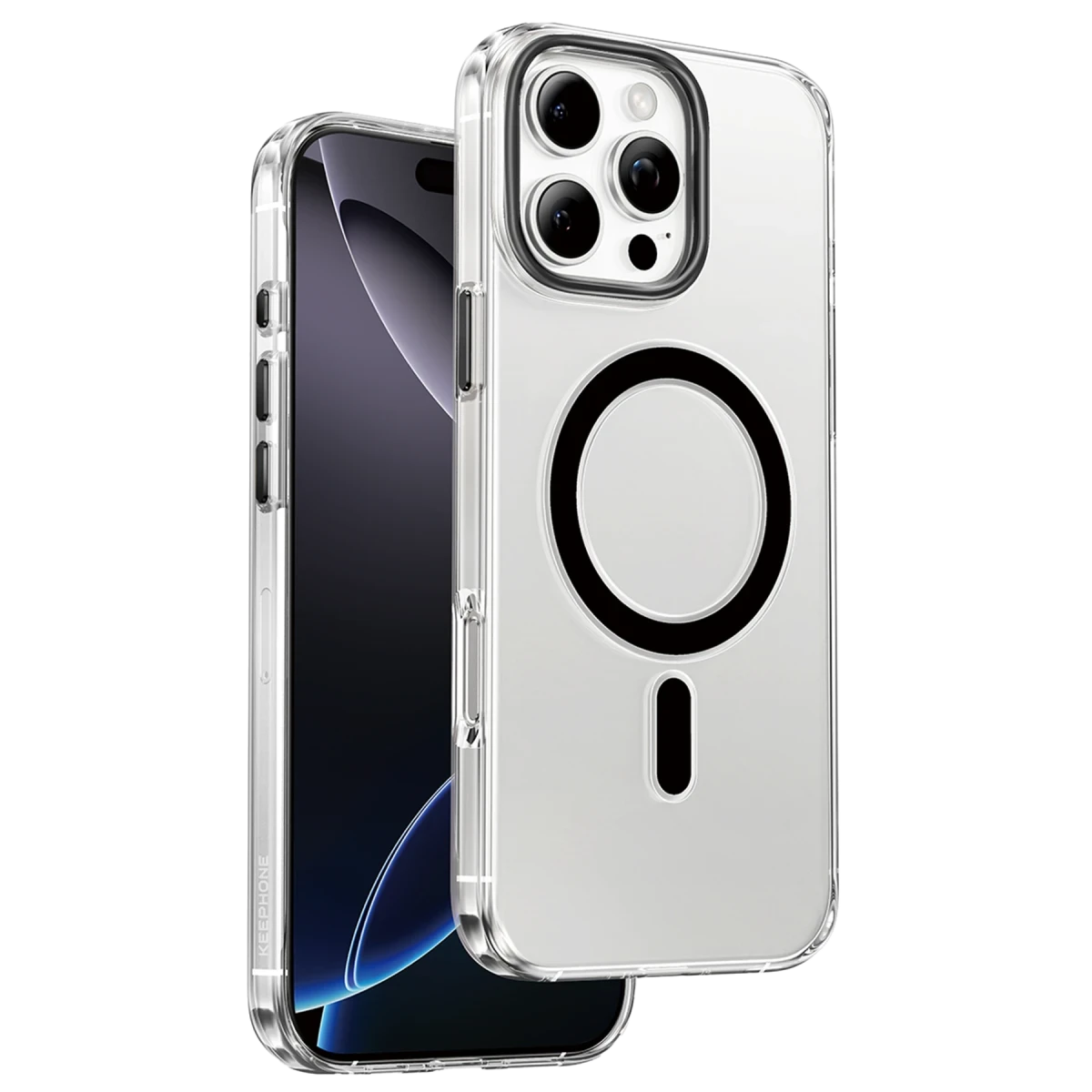 Keephone Apple iPhone 16 Pro Aurora Şeffaf Magsafe Kılıf - Siyah Titanyum