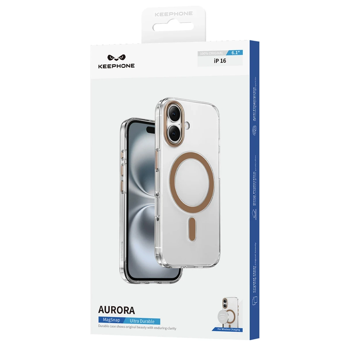 Keephone Apple iPhone 16 Aurora Şeffaf Magsafe Kılıf - Çöl Titanyum