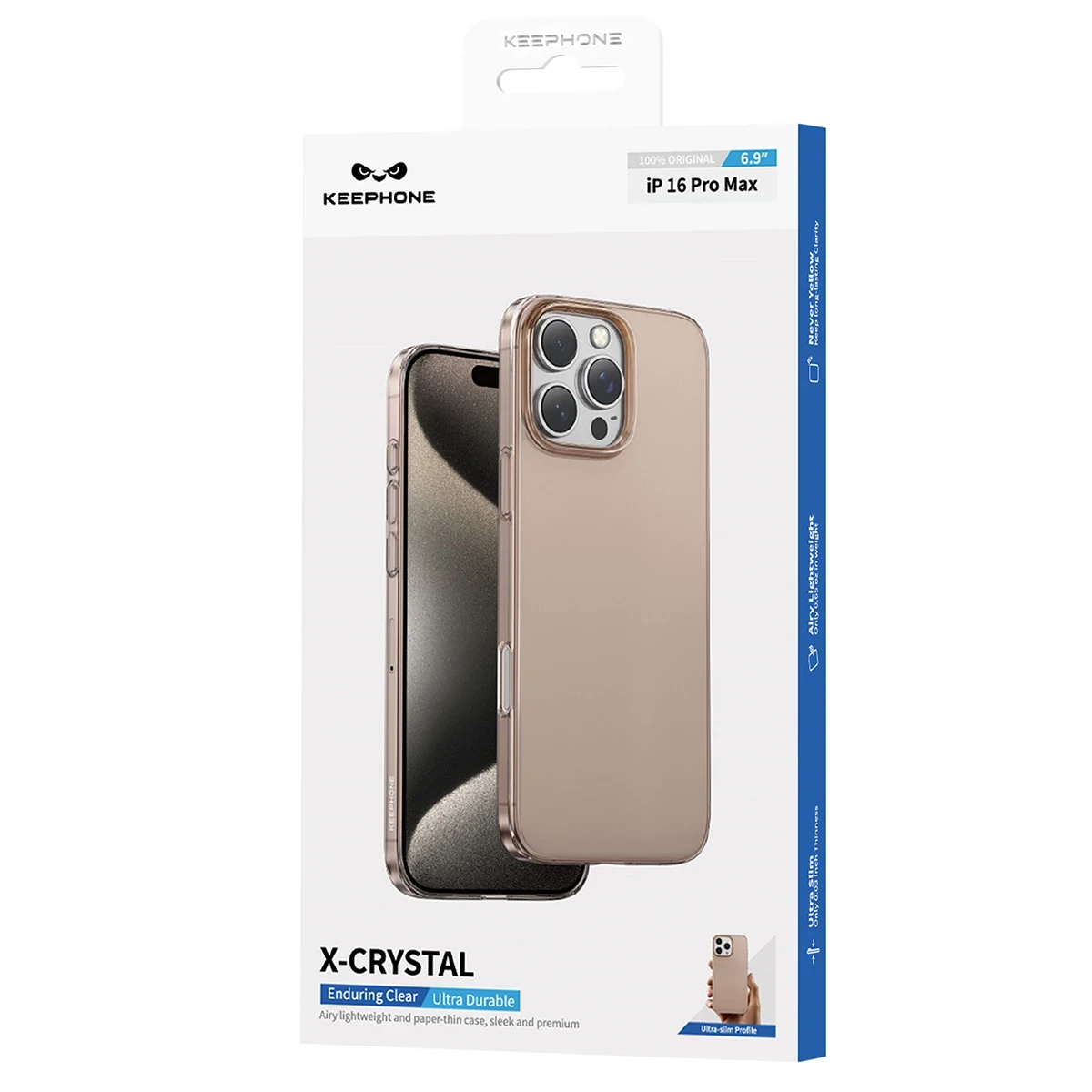 Keephone Apple iPhone 16 Pro X-Crystal Slim Kılıf - Çöl Titanyum