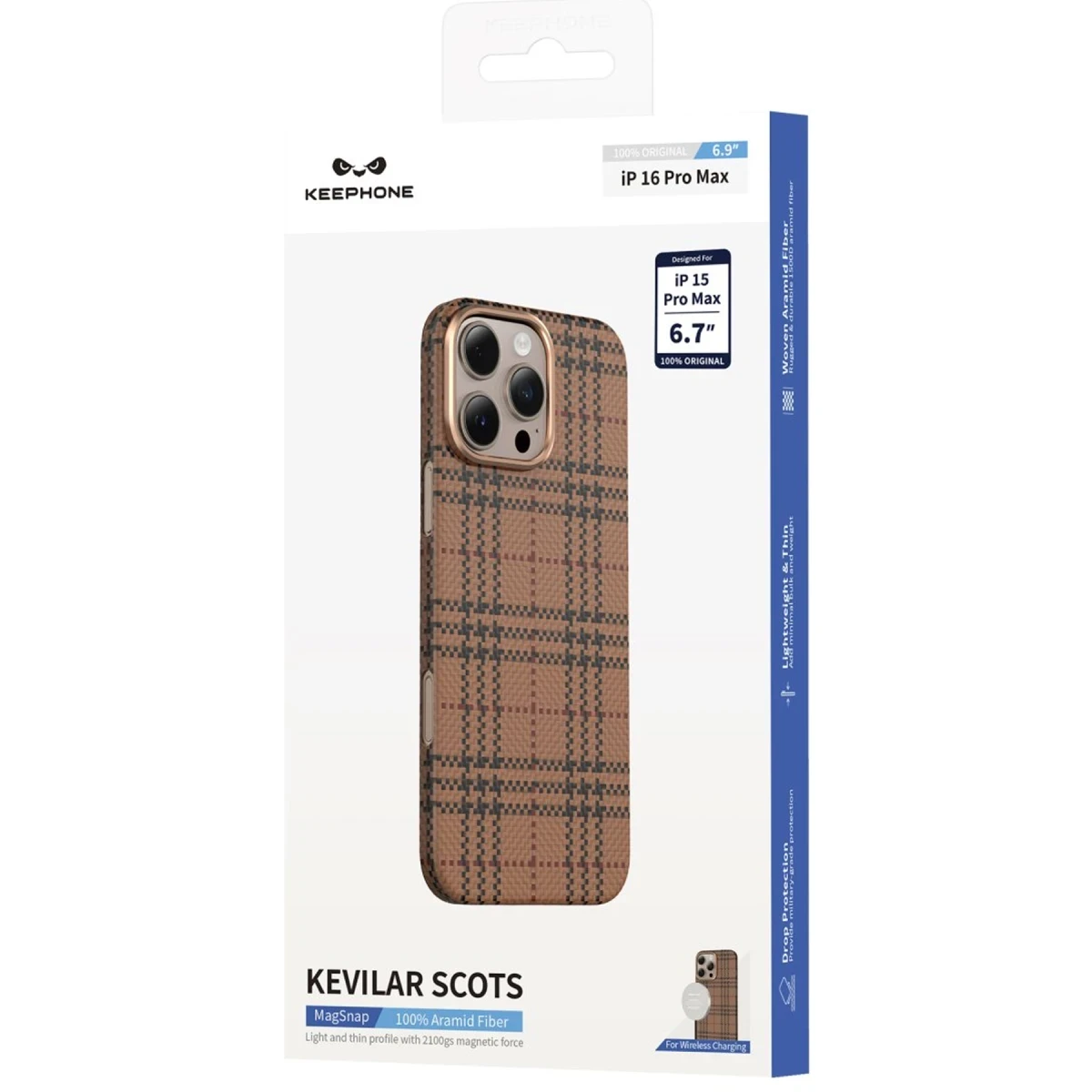 Keephone Apple iPhone 16 Pro Scots Kevlar Magsafe Kılıf - Çöl Titanyum