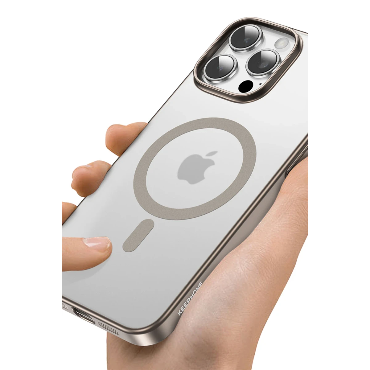 Keephone Apple iPhone 16 Pro Max Skingrip Magsafe Kılıf - Natural Titanyum