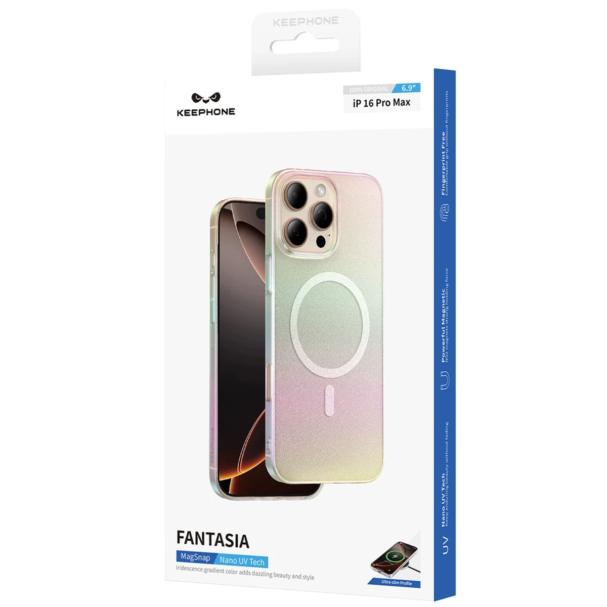 Keephone Apple iPhone 16 Pro Max Fantasia Gökkuşağı Magsafe Kılıf - Siyah