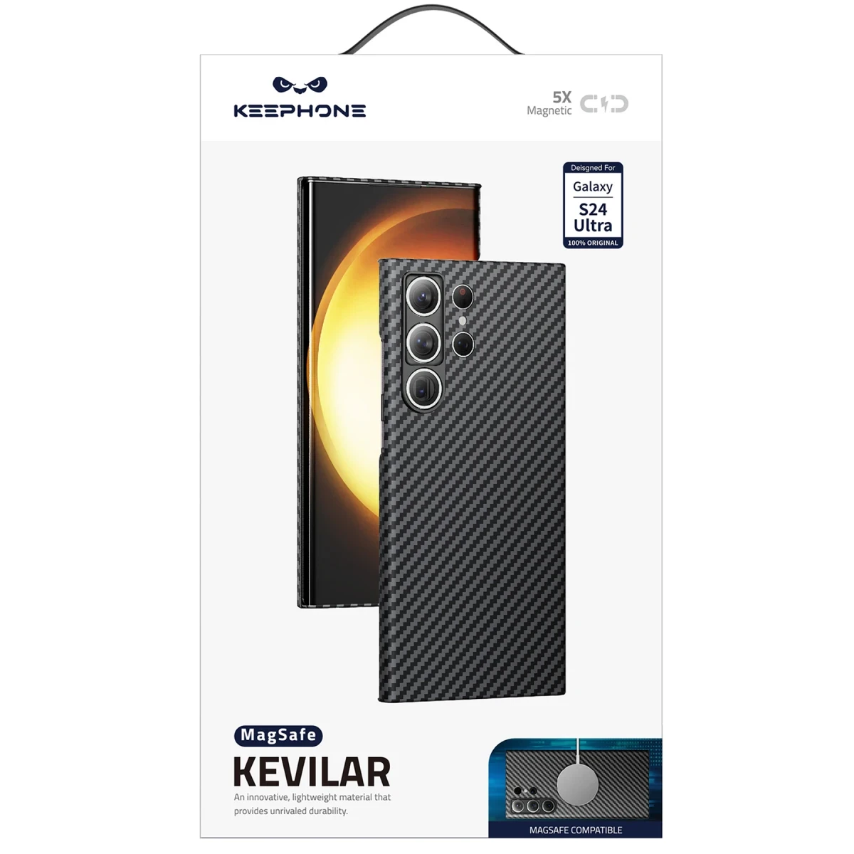 Keephone Samsung Galaxy S24 Ultra Kevlar Magsafe Kılıf - Siyah
