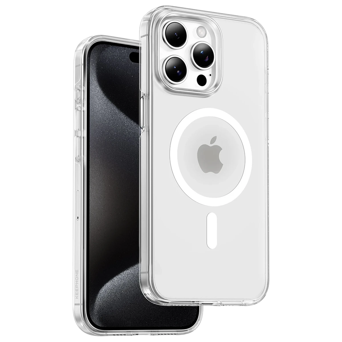 Keephone Apple iPhone 15 Pro Non Yellow Şeffaf Magsafe Kılıf - Şeffaf