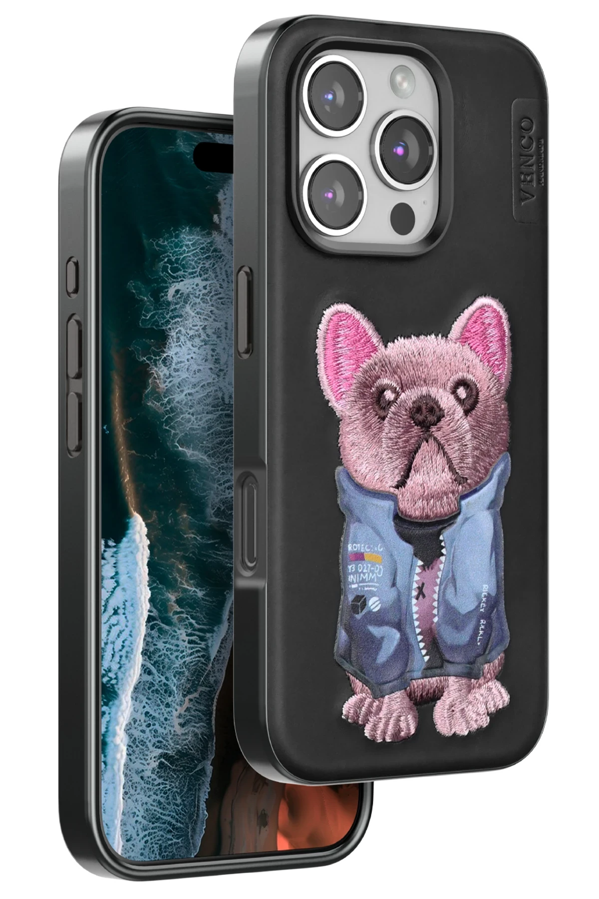 Venco iPhone 16 Pro Cute Desenli Kapak - Siyah