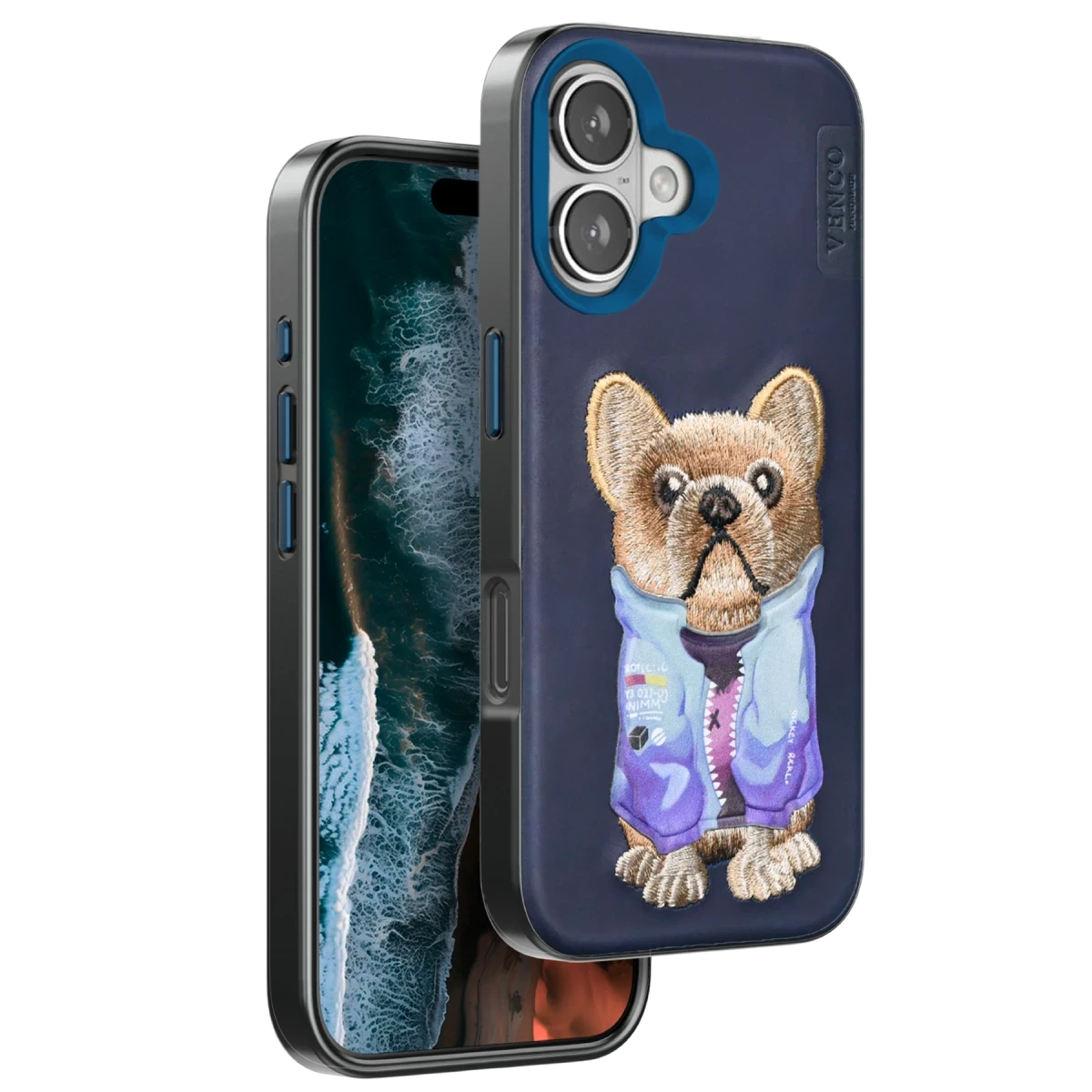 Venco Apple iPhone 16 Cute Desenli Kapak - Lacivert