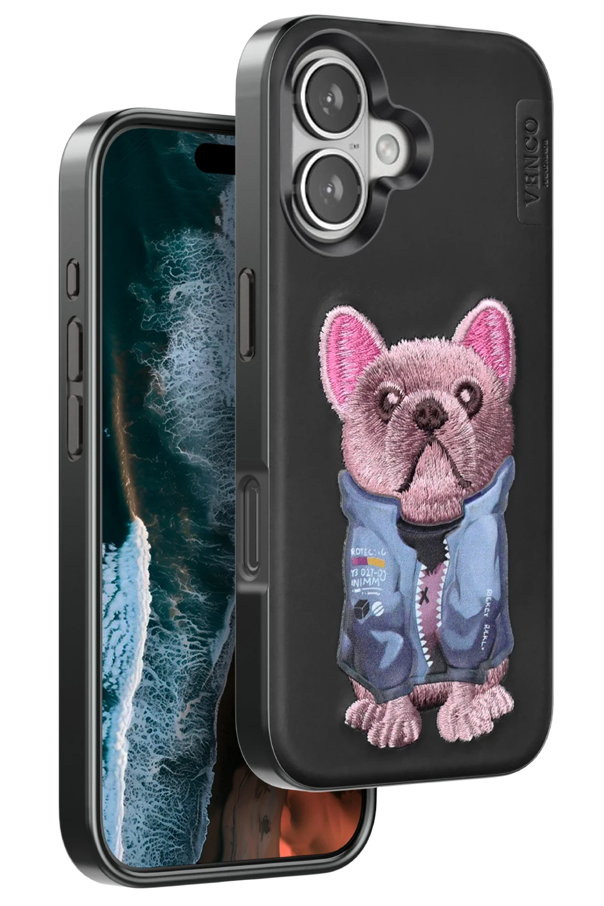 Venco iPhone 16 Cute Desenli Kapak - Siyah