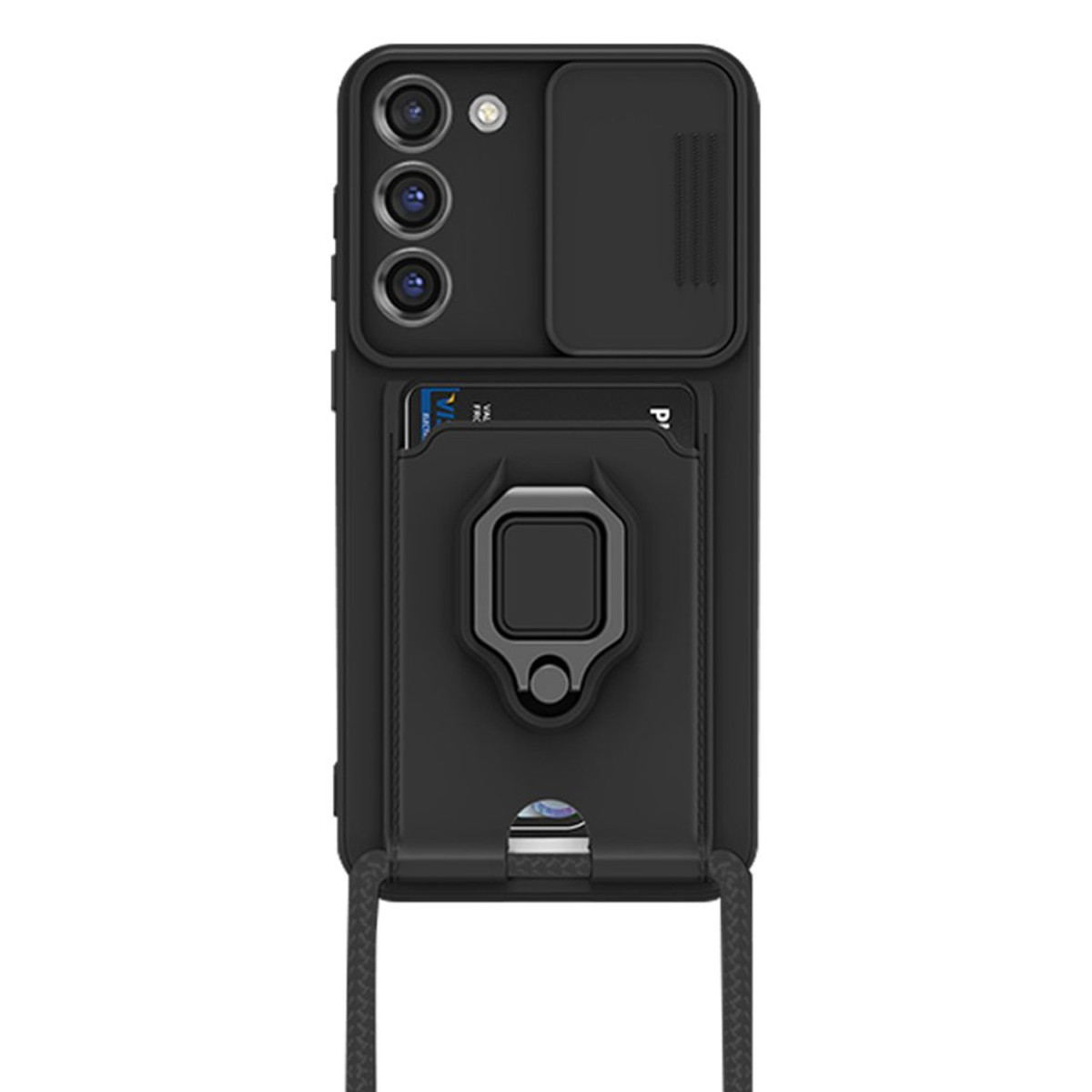 Newface Samsung Galaxy S23 Plus Kılıf Zuma Kartvizitli Yüzüklü Silikon - Siyah — görsel 5