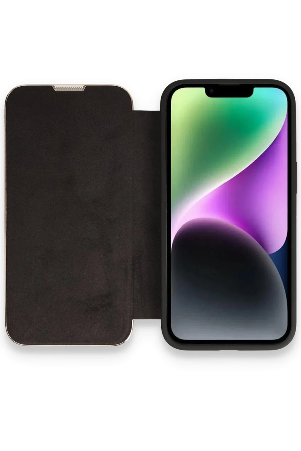 Newface Apple iPhone 14 Kılıf Dolpin Kapaklı - Siyah