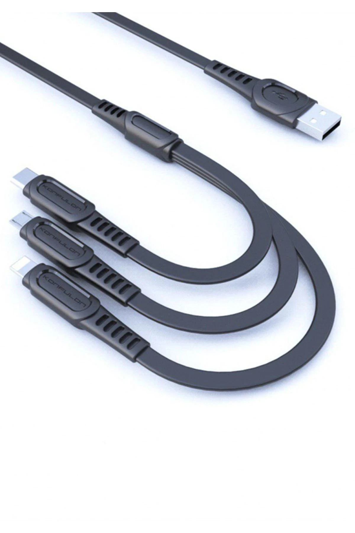 Konfulon DC19 3in1 USB Kablo 1.3M 3A - Siyah