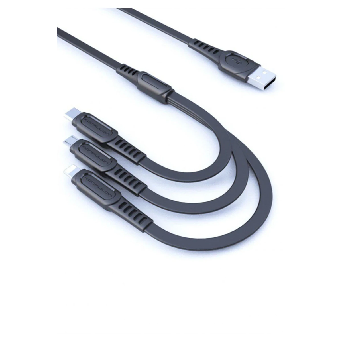 Konfulon DC19 3in1 USB Kablo 1.3M 3A - Siyah — görsel 3