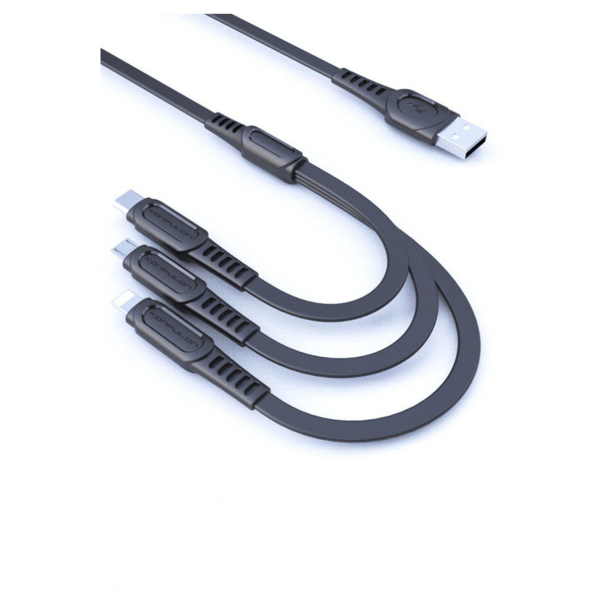 Konfulon DC19 3in1 USB Kablo 1.3M 3A - Siyah — görsel 5