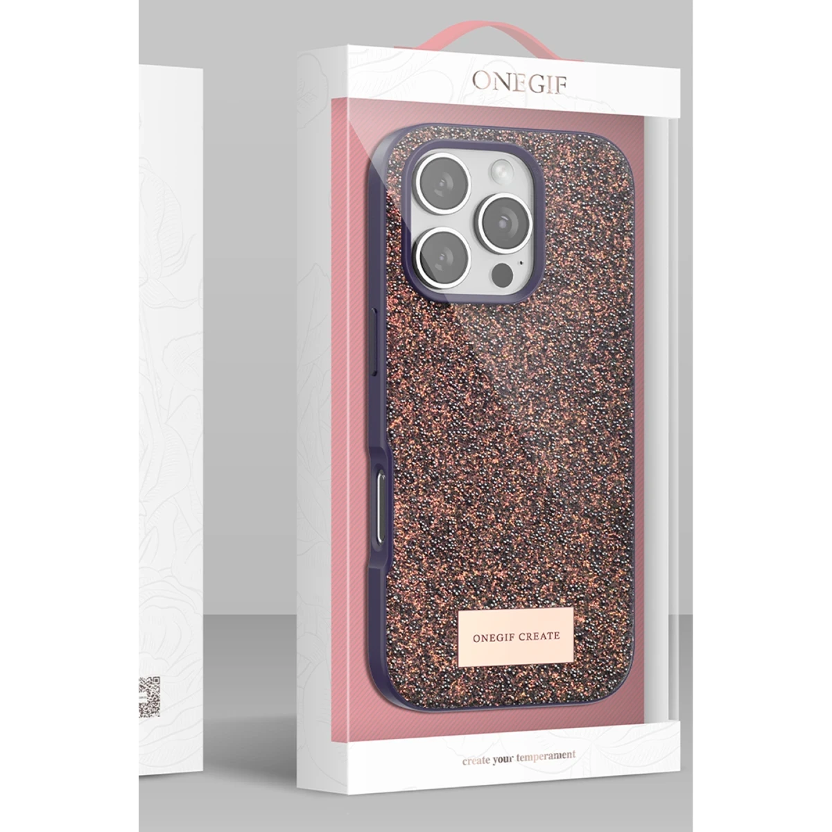 Onegif Apple iPhone 16 Pro Max Bright Simli Kapak - Derin Mor