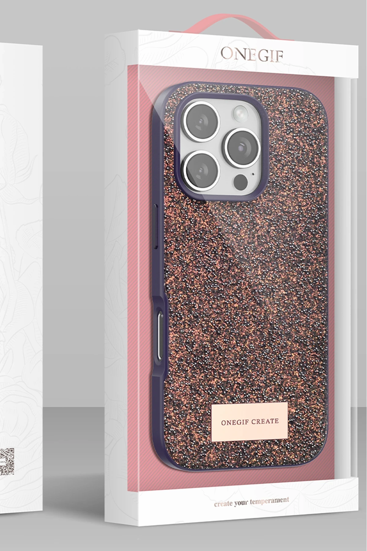 Onegif iPhone 16 Pro Bright Simli Kapak - Derin Mor