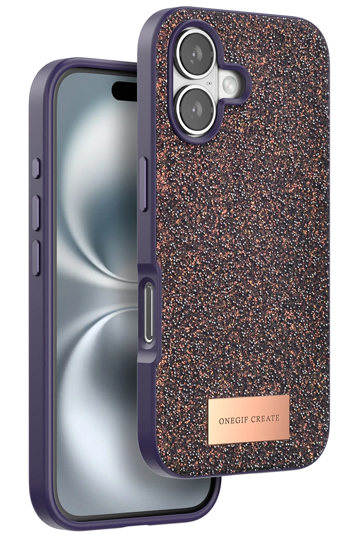 Onegif iPhone 16 Bright Simli Kapak - Derin Mor