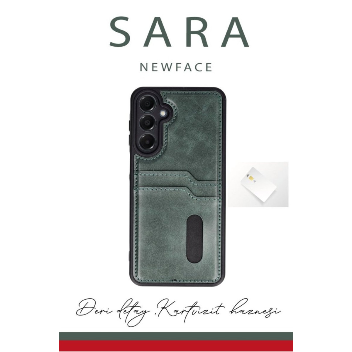 Newface Samsung Galaxy A06 Kılıf Sara Kartvizitli Deri Kılıf - Siyah — görsel 6