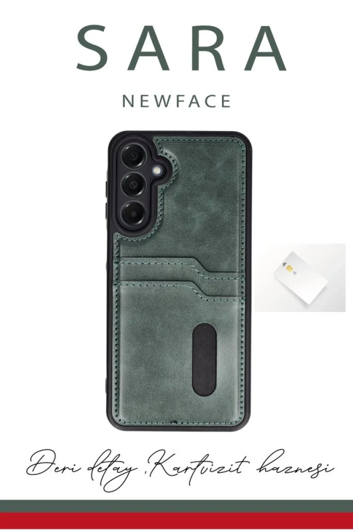 Newface Samsung Galaxy A06 Kılıf Sara Kartvizitli Deri Kılıf - Taba