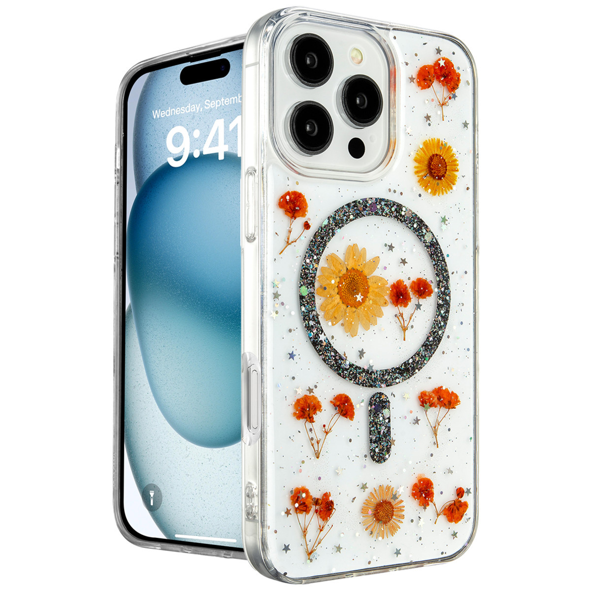 Newface Apple iPhone 16 Pro Max Kılıf Daisy Simli Magsafe Kapak - Siyah — görsel 7