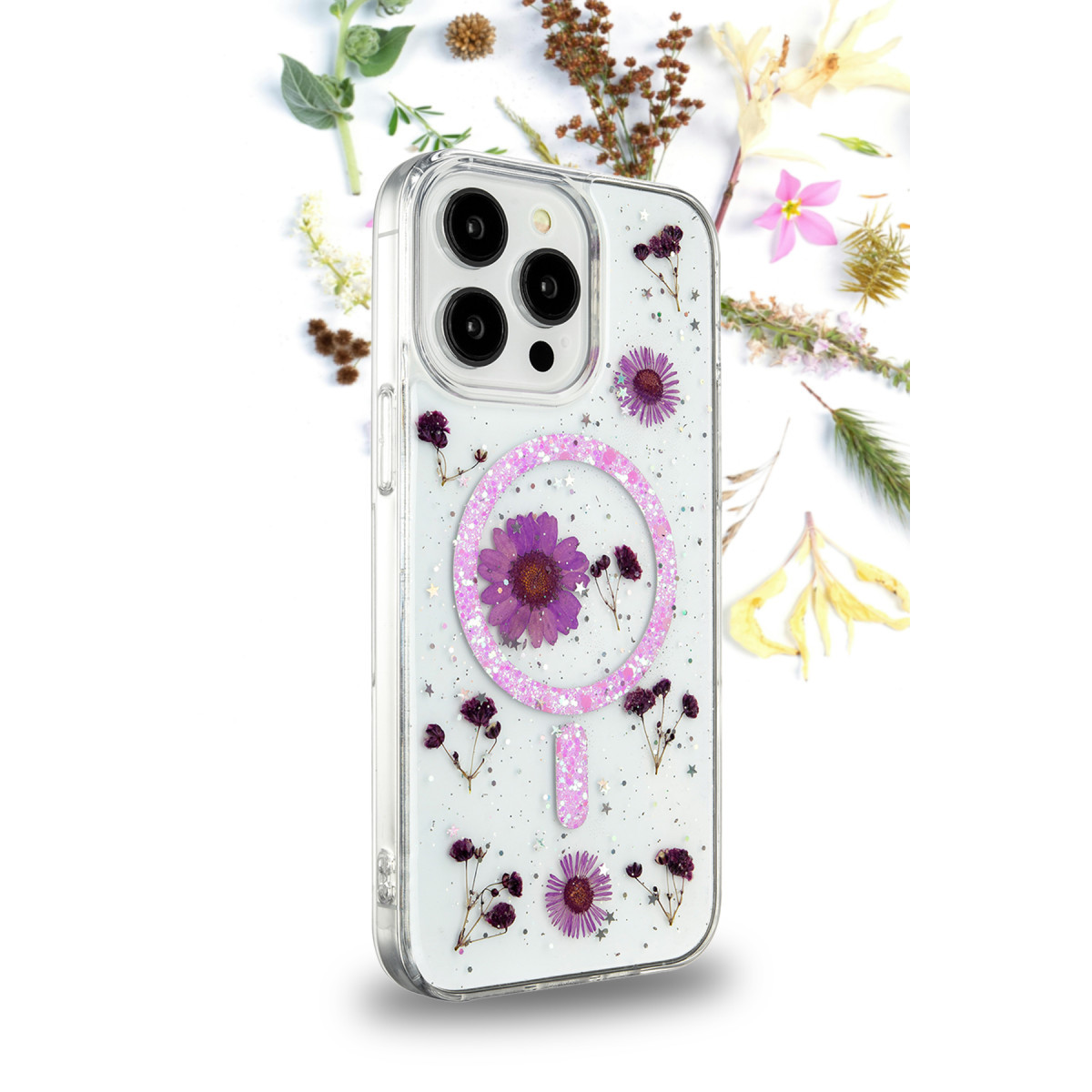 Newface Apple iPhone 16 Pro Max Kılıf Daisy Simli Magsafe Kapak - Siyah — görsel 8