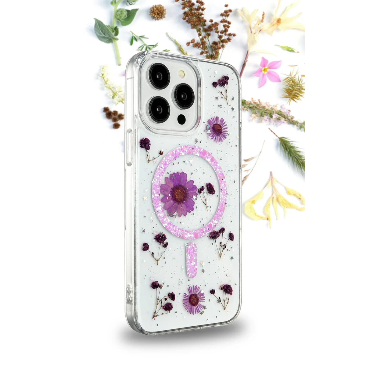 Newface Apple iPhone 16 Plus Kılıf Daisy Simli Magsafe Kapak - Siyah — görsel 5