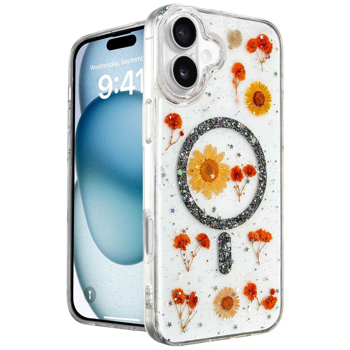 Newface Apple iPhone 16 Kılıf Daisy Simli Magsafe Kapak - Siyah — görsel 7