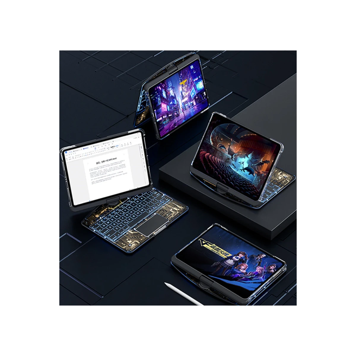 Newface Apple JP11 iPad Pro 11 (2022) Kılıf Vales Dönen Ledli Klavyeli Tablet Kılıfı - Siyah — görsel 10