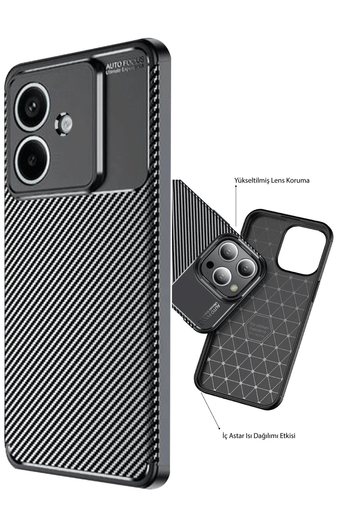 Newface Oppo A3 Kılıf Auto Focus Karbon Kapak - Siyah — görsel 3