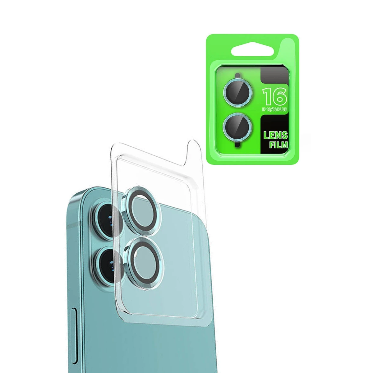 Newface Apple iPhone 16 Plus Raze Metal Kamera Lens - Turkuaz
