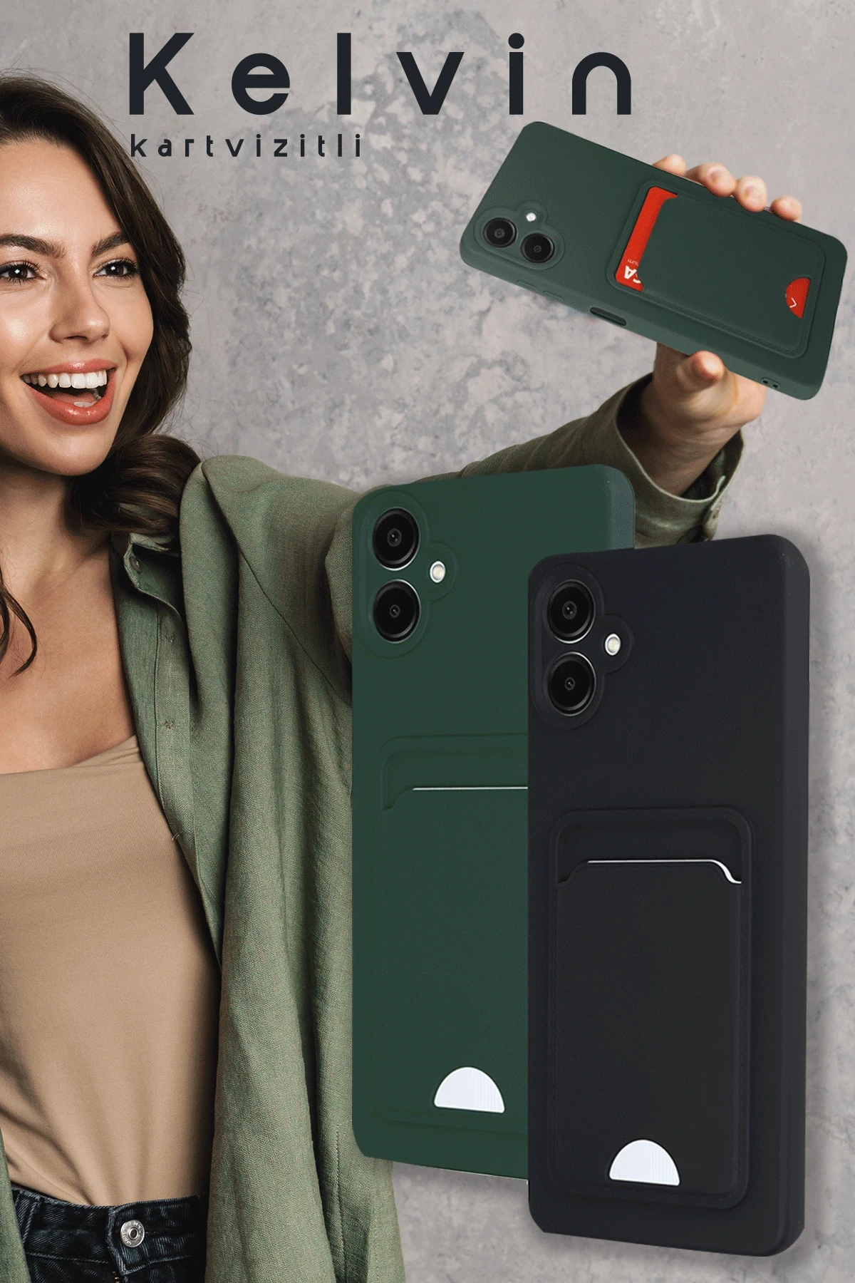 Newface Samsung Galaxy A16 5G Kılıf Kelvin Kartvizitli Silikon - Kırmızı