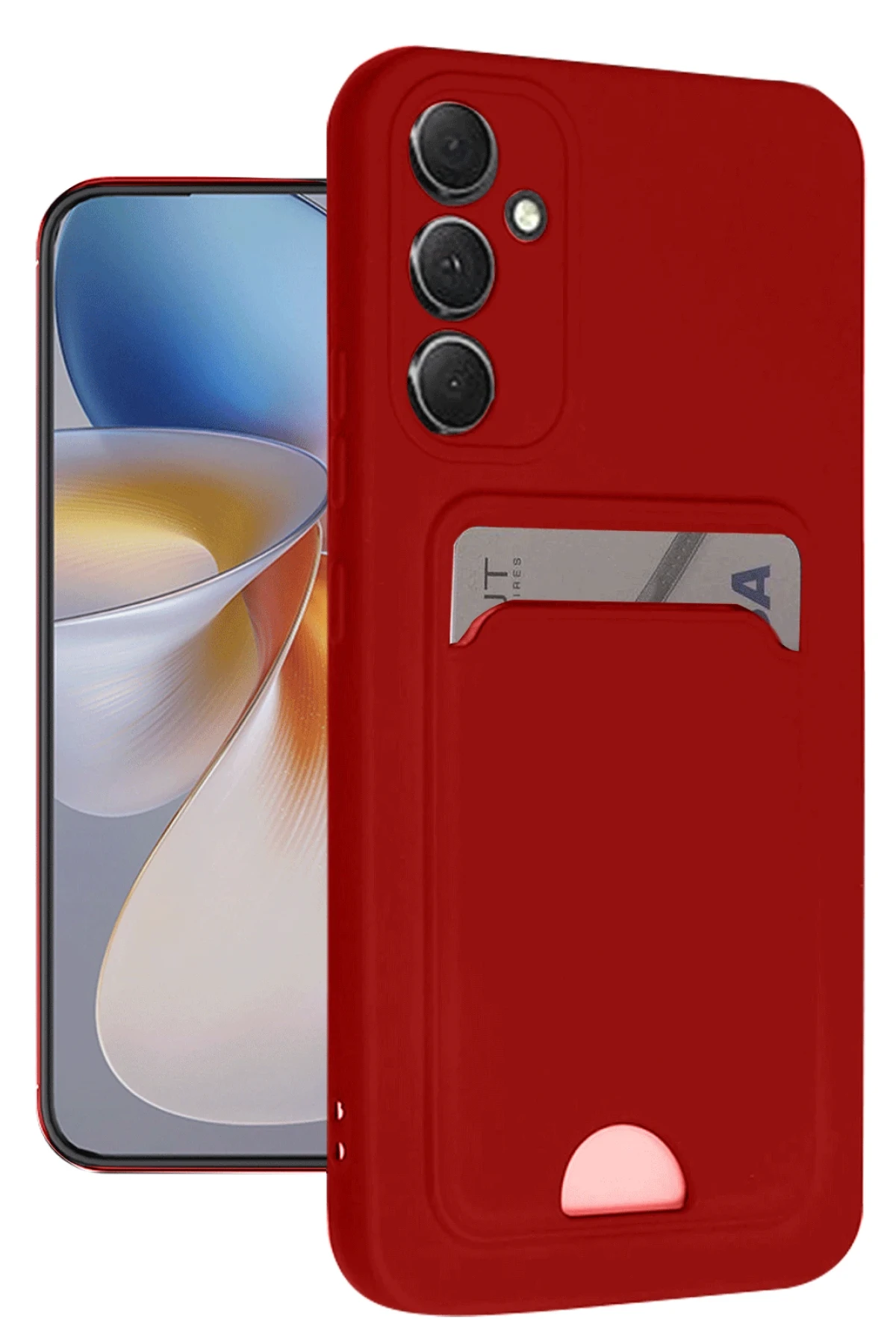 Newface Samsung Galaxy A16 5G Kılıf Kelvin Kartvizitli Silikon - Kırmızı