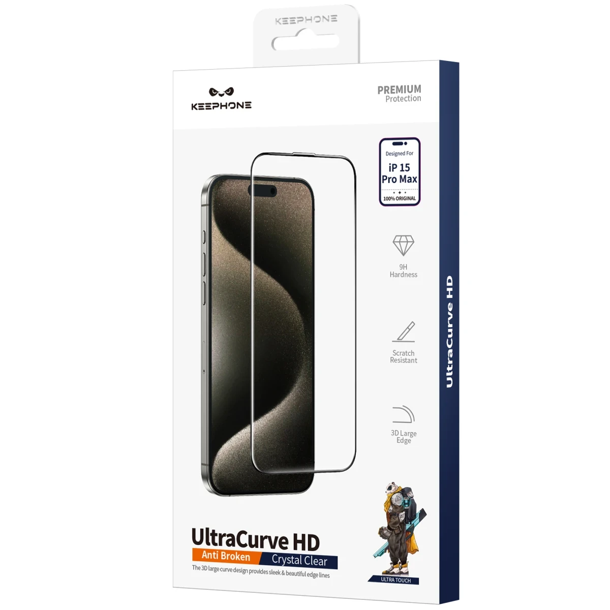 Keephone Apple iPhone 15 Pro Max UltraCurve HD 3D Cam Ekran Koruyucu - Siyah