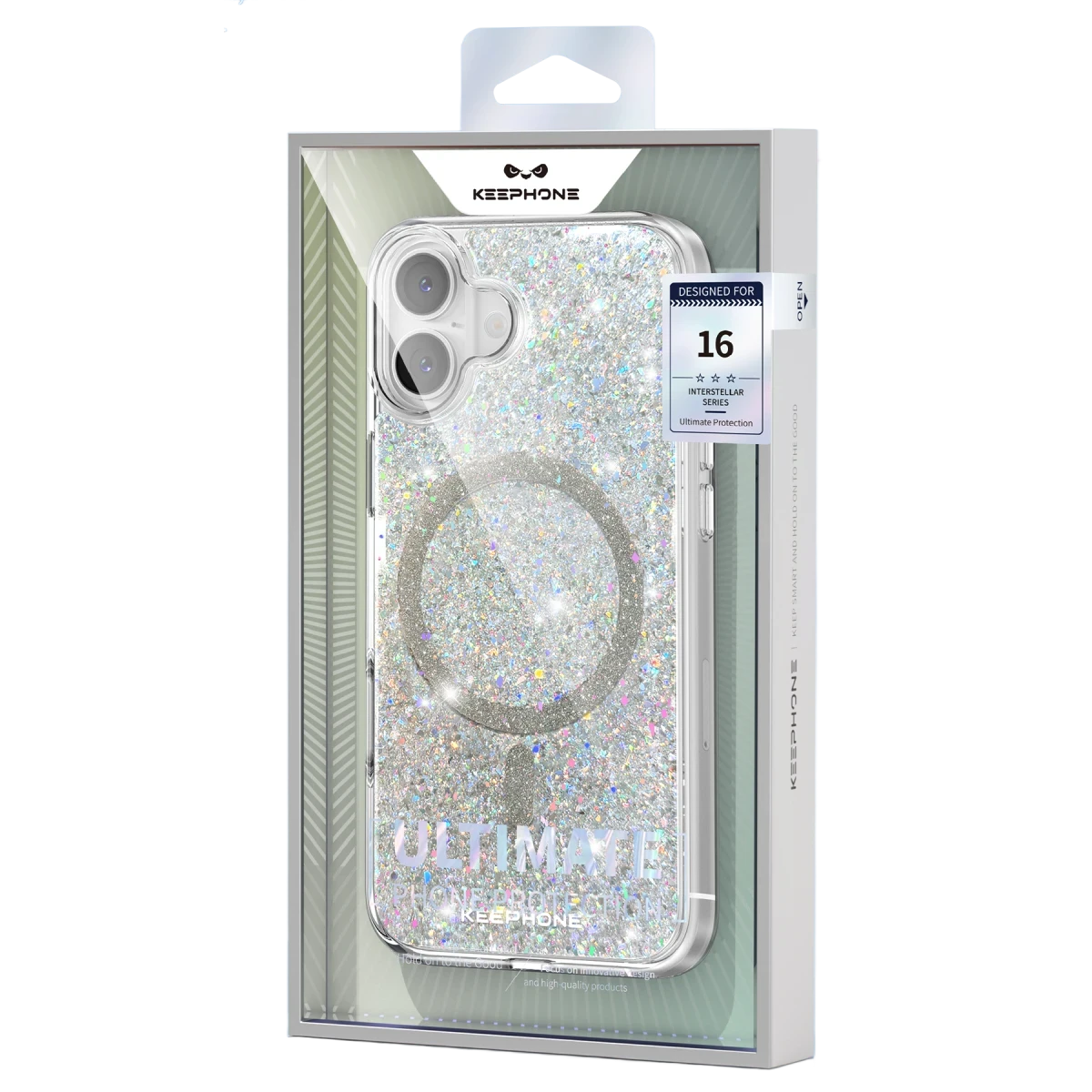 Keephone Apple iPhone 16 Interstellar Glitter Magsafe Kılıf - Mor