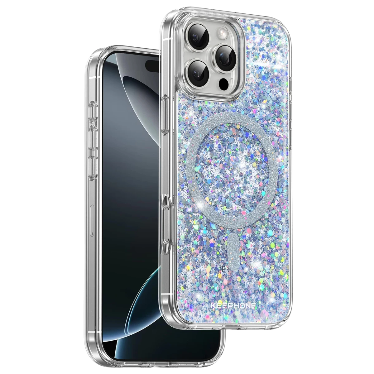 Keephone Apple iPhone 16 Pro Interstellar Glitter Magsafe Kılıf - Mavi