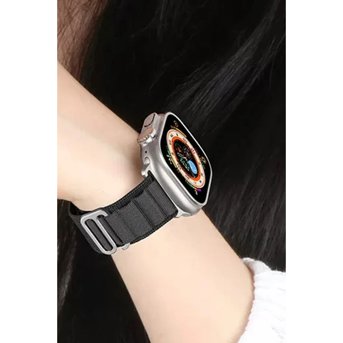 Newface Apple Watch Ultra 49mm Mountain Kordon - Siyah-Turuncu