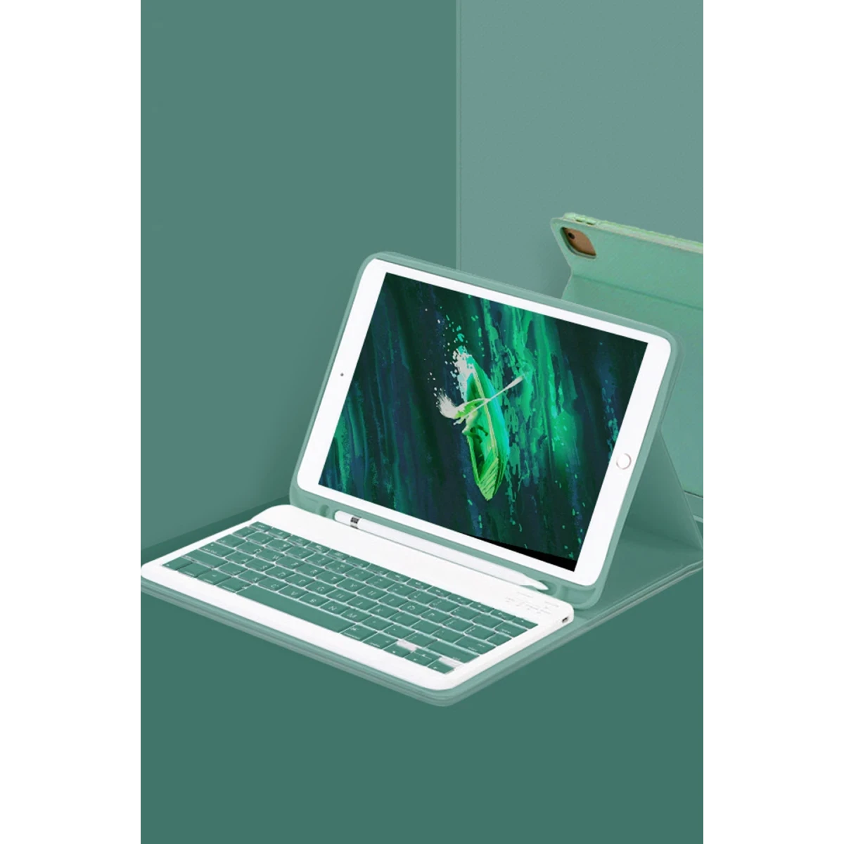 Newface Samsung Galaxy X910 Tab S9 Ultra 14.6 Kılıf KC01 Smart Klavyeli Tablet Kılıfı - Koyu Yeşil