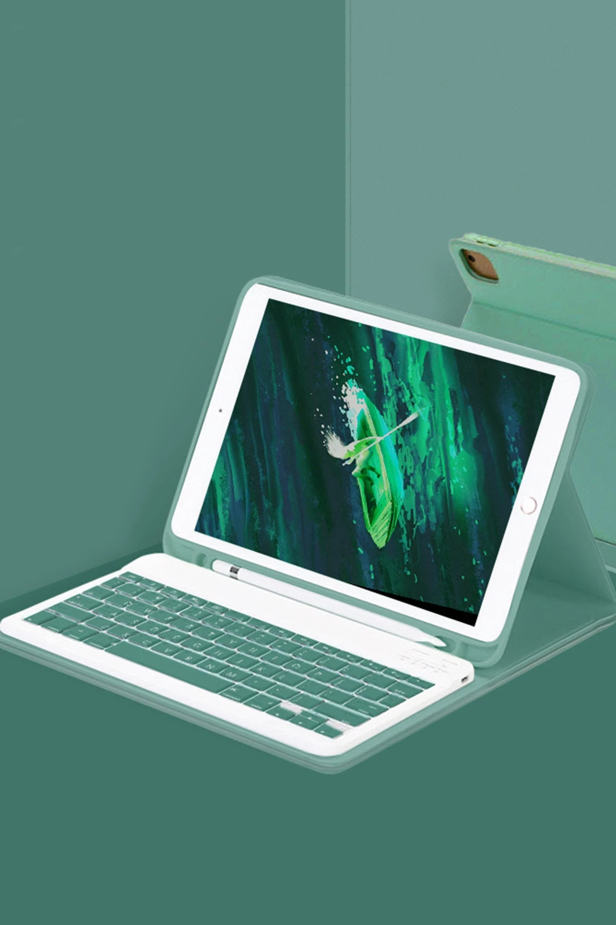 Newface iPad Pro 12.9 (2024) Kılıf KC01 Smart Klavyeli Tablet Kılıfı - Koyu Yeşil