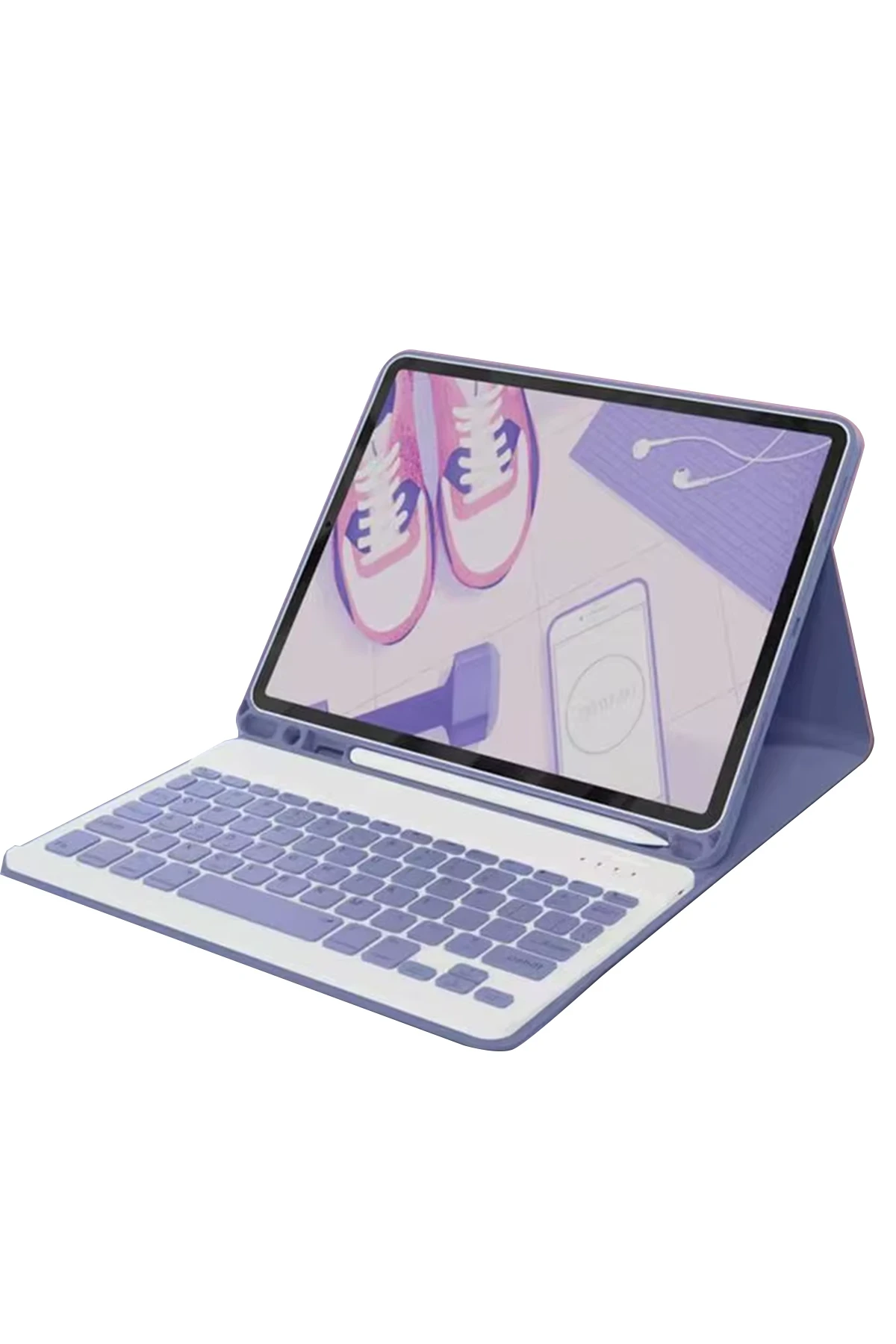 Newface iPad 10.2 (9.nesil) Kılıf KC01 Smart Klavyeli Tablet Kılıfı - Derin Mor