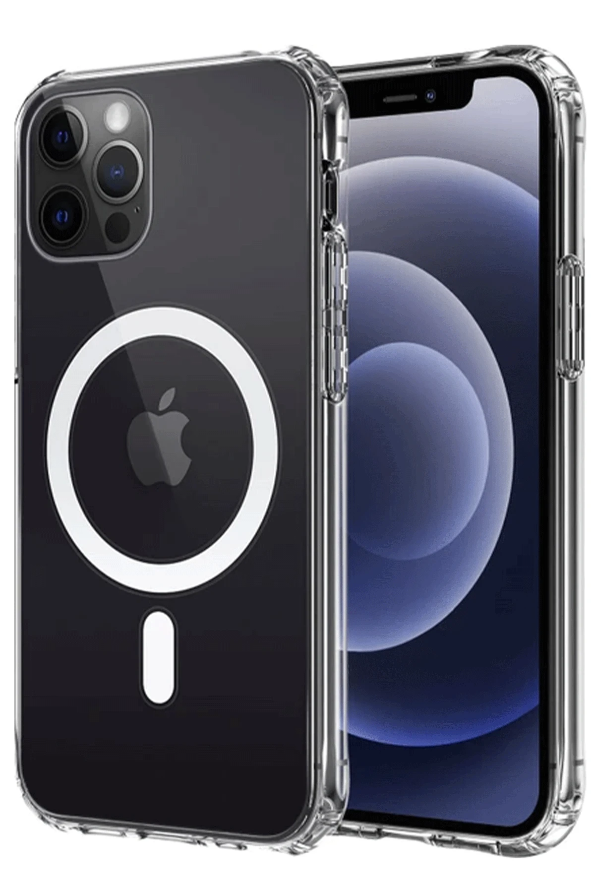 Newface Apple iPhone 12 Kılıf Magneticsafe Şeffaf Silikon - Şeffaf