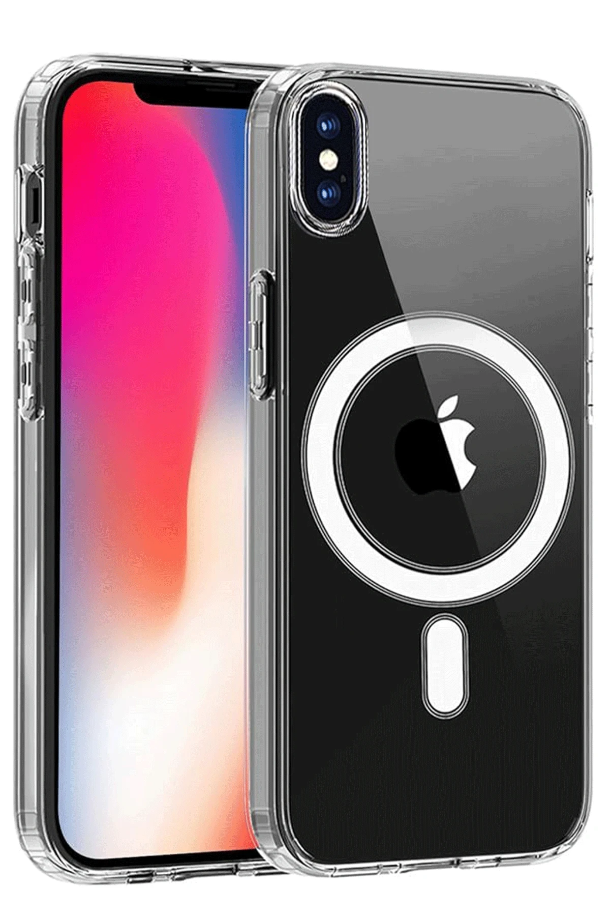 Newface Apple iPhone X Kılıf Magneticsafe Şeffaf Silikon - Şeffaf