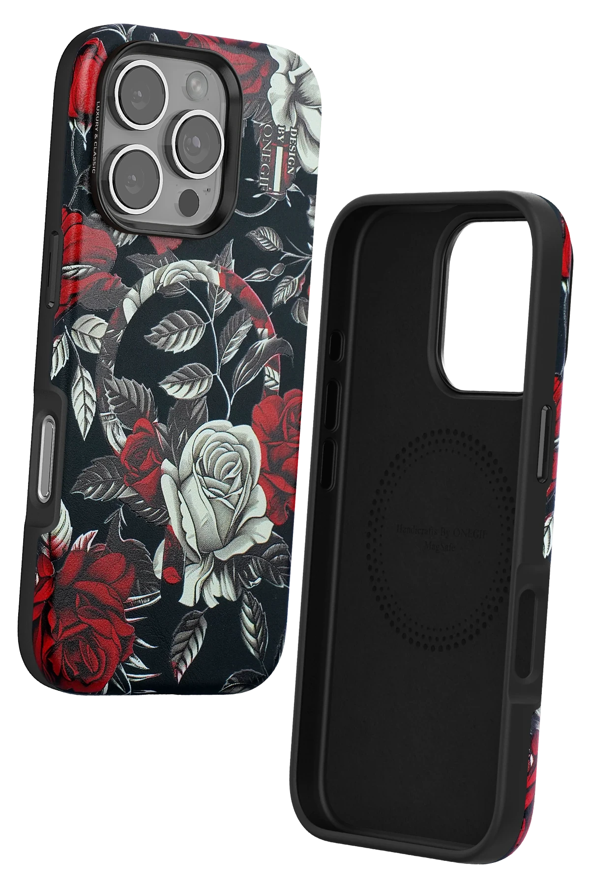 Onegif iPhone 16 Pro Flower Series Magsafe Kapak - Siyah