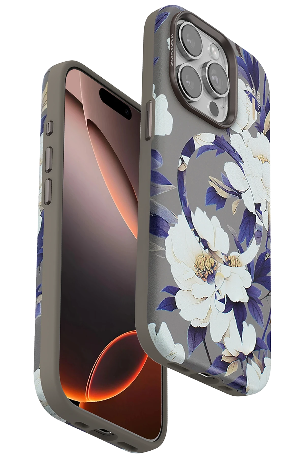 Onegif iPhone 15 Pro Max Flower Series Magsafe Kapak - Gri
