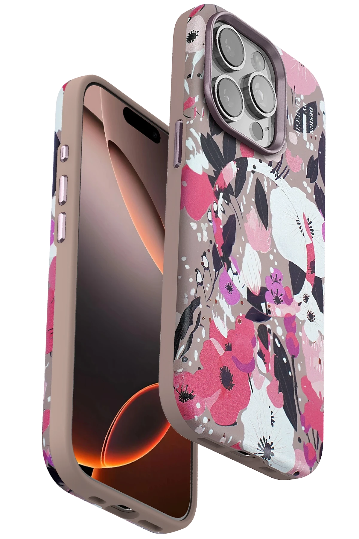 Onegif iPhone 15 Pro Max Flower Series Magsafe Kapak - Pembe